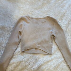 Beige Long Sleeve Crop Top